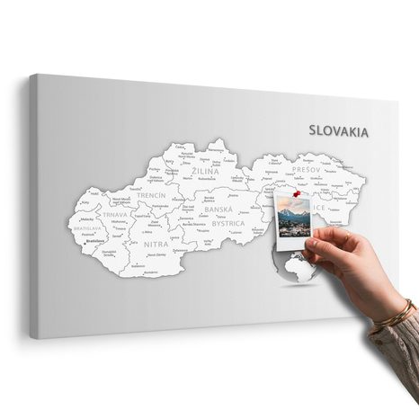 QUADRO IN SUGHERO – MAPPA DELLA REPUBBLICA SLOVACCA BIANCO E NERO - QUADRI SU SUGHERO - STAMPE E QUADRI