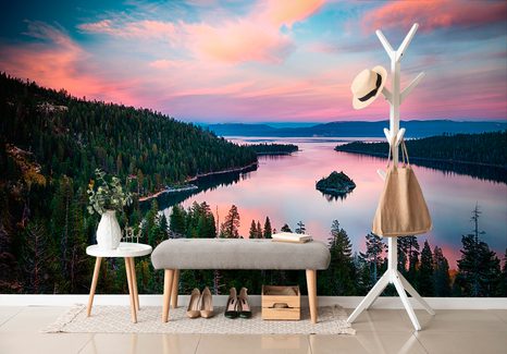 FOTOTAPETA JEZERO PŘI ZÁPADU SLUNCE - TAPETY PŘÍRODA - TAPETY