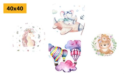 SET OBRAZŮ PRO DĚTI V JEMNÝCH BARVÁCH - SESTAVY OBRAZŮ - OBRAZY