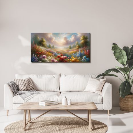 WANDBILD SONNIGES BLUMENTAL - WANDBILDER FELDER UND WIESEN - BILDER