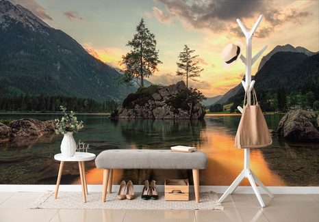 FOTOTAPETA HORSKÁ KRAJINA U JEZERA - TAPETY PŘÍRODA - TAPETY