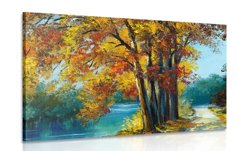 QUADRO ALBERI COI COLORI DELL'AUTUNNO - QUADRI DI NATURA E PAESAGGIO - QUADRI