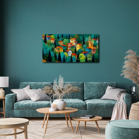 OBRAZ BAREVNÉ DOMY V PŘÍRODĚ - BAREVNÉ DOMY - OBRAZY