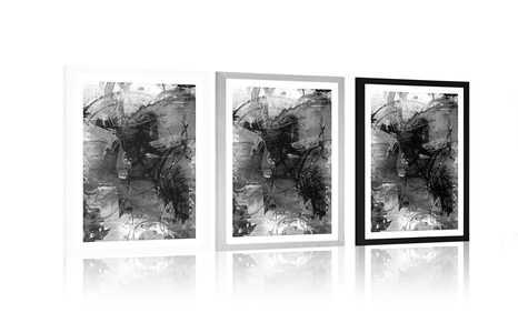 PLAKAT S PASPARTUJEM SODOBNA MEDIJSKA SLIKA V ČRNOBELI VARIANTI - ČRNOBELI - PLAKATI