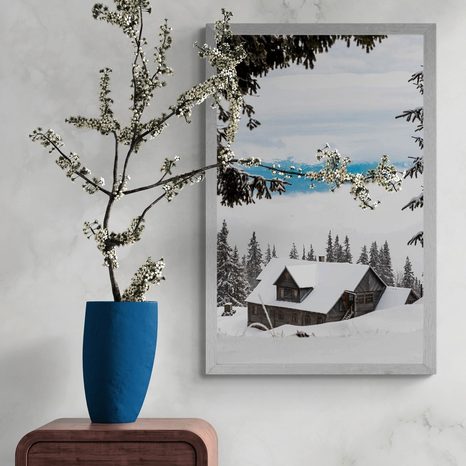 POSTER – CASETTA DI LEGNO TRA I PINI INNEVATI - NATURA - POSTER