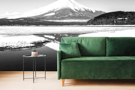 FOTOTAPETA JAPONSKÁ HORA FUJI V ČERNOBÍLÉM - ČERNOBÍLÉ TAPETY - TAPETY