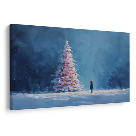 WANDBILD WEIHNACHTSBAUM UND EINSAMER WANDERER - WEIHNACHTS- UND WINTERBILDER - BILDER