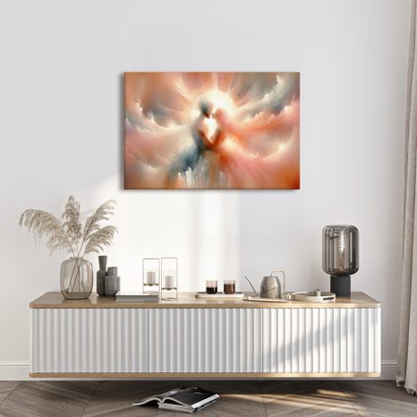 WANDBILD KUSS IM LICHT DES HIMMELS - BILDER MIT LIEBESMOTIVEN - BILDER