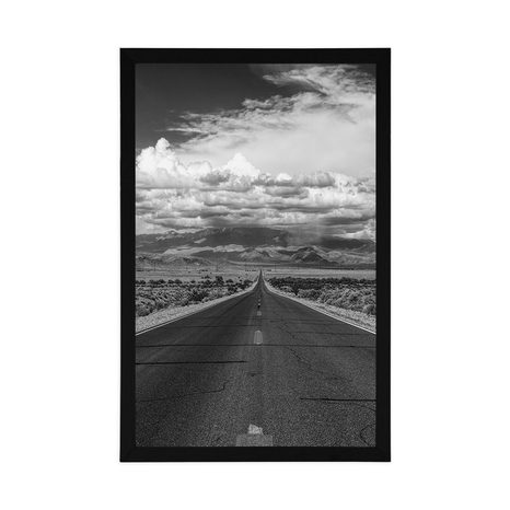 PLAKÁT ČERNOBÍLÁ CESTA V POUŠTI - ČERNOBÍLÉ - PLAKÁTY