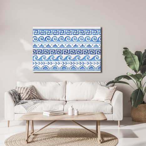 TABLEAU SUR TOILE – ORNEMENT GREC BLEU ET BLANC - TABLEAUX PAR THÈME - TABLEAUX
