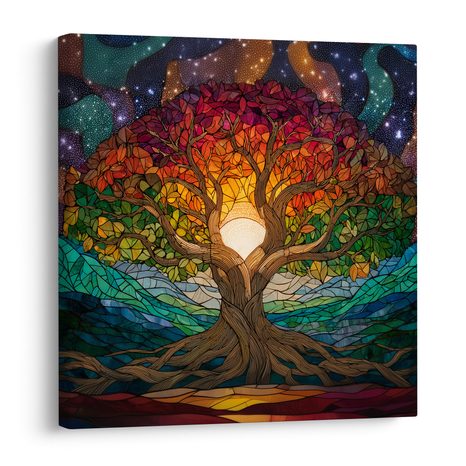 WANDBILD BAUM DES LEBENS BEI NACHT - BILDER BÄUME DES LEBENS - BILDER