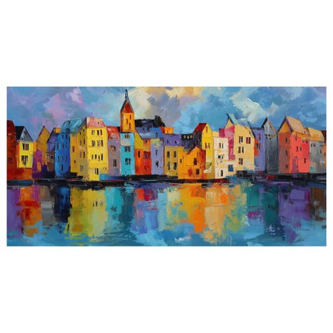 SLIKA ŠARMANTNI GRAD U BOJAMA - ŠARENE KUĆE - SLIKE