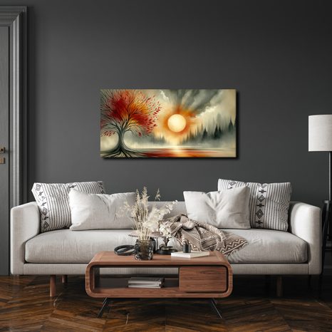 WANDBILD LEBENSBAUM IM HERBST AM SEE - BILDER BÄUME DES LEBENS - BILDER