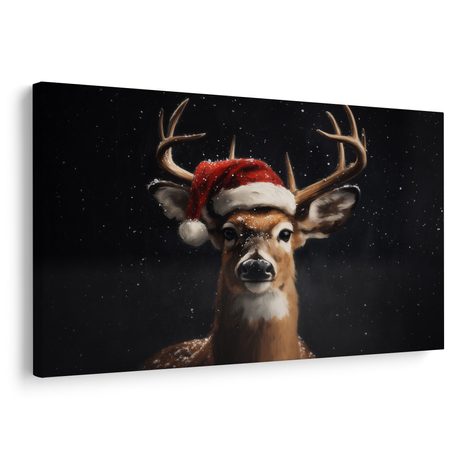 WANDBILD NIEDLICHES WEIHNACHTSRENTIER IN DER NACHT - WEIHNACHTS- UND WINTERBILDER - BILDER