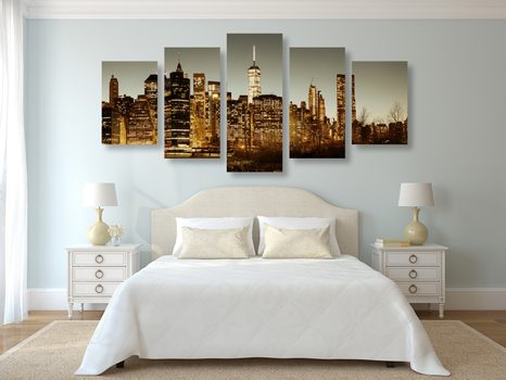 5 RÉSZES KÉP NEW YORK KÖZPONT - VÁROST ÁBRÁZOLÓ KÉPEK - KÉPEK