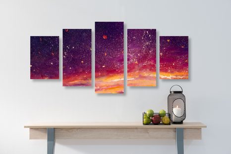 5-CZĘŚCIOWY OBRAZ OLEJNY PRZEDSTAWIAJĄCY NIEBO - OBRAZY ABSTRAKCYJNE - OBRAZY