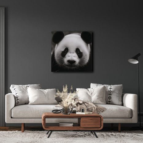 WANDBILD PANDA AUF SCHWARZEM HINTERGRUND - BILDER TIERE - BILDER