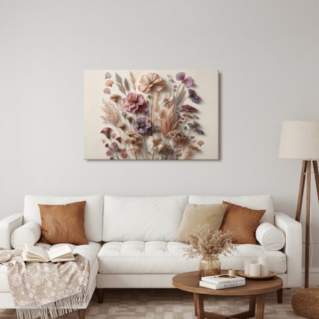 TABLEAU SUR TOILE – FLEURS VINTAGE SUR FOND CLAIR - TABLEAUX - 🔥 VENTE TOTALE
