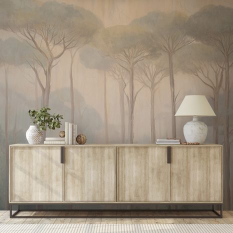 TAPET AUTOADEZIV LINIȘTEA PĂDURII ÎN CEAȚĂ - TAPET PĂDURE - TAPETURI