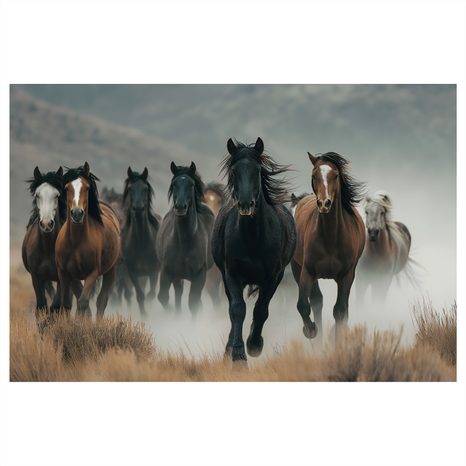 OBRAZ DIVOCÍ KONĚ V MLZE - OBRAZY KONĚ - OBRAZY