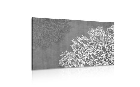 KÉP VIRÁGOS MANDALA RÉSZE FEKETE FEHÉRBEN - FEKETE-FEHÉR KÉPEK - KÉPEK