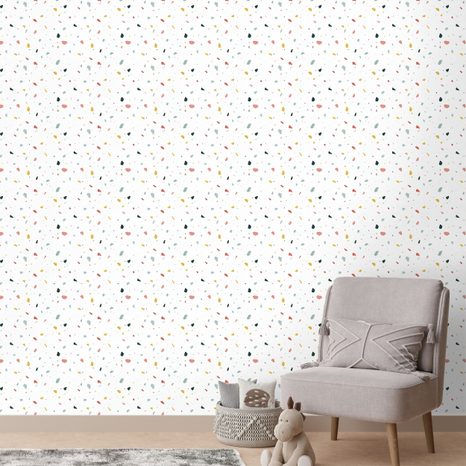 TAPETA BAREVNÉ PUNTÍKY NA BÍLÉM POZADÍ - VZOROVANÉ TAPETY - TAPETY