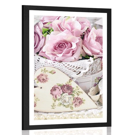 POSTER WITH MOUNT ROMANTIC VINTAGE STYLE - FLOWERS - POSTERS