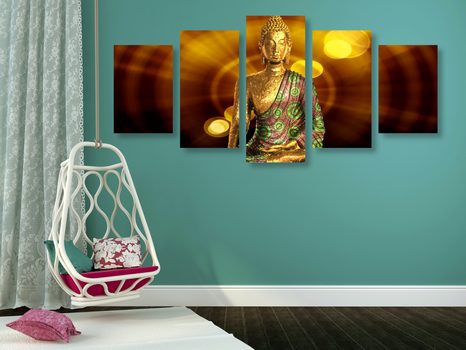 5-DÍLNÝ OBRAZ SOCHA BUDHU S ABSTRAKTNÍM POZADÍM - OBRAZY FENG SHUI - OBRAZY