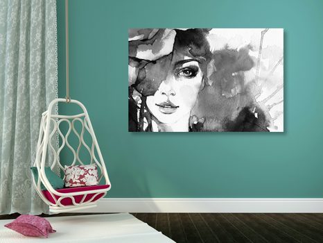 WANDBILD ABSTRAKTES FRAUENPORTRÄT IN SCHWARZ-WEISS - SCHWARZ-WEISSE BILDER - BILDER