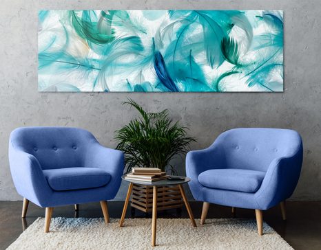 CANVAS PRINT GREEN FEATHERS - STILL LIFE PICTURES - PICTURES