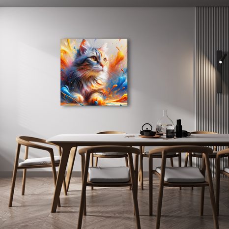 WANDBILD KATZE IM FARBWIRBEL - BILDER VON KATZEN - BILDER