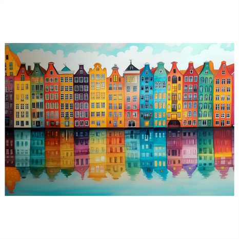 OBRAZ BAREVNÉ DOMY U KANÁLU - BAREVNÉ DOMY - OBRAZY