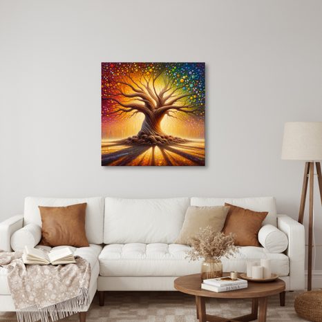 OBRAZ ZÁŘÍCÍ STROM ŽIVOTA S DUHOU - OBRAZY STROMY ŽIVOTA - OBRAZY