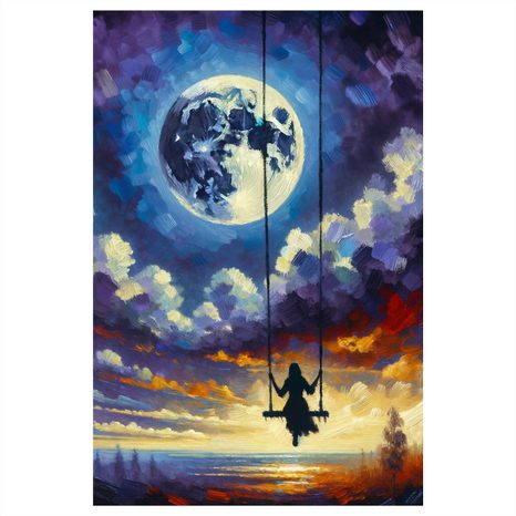 WANDBILD MÄDCHEN IM SCHEIN DES MONDLICHTS - WANDBILDER MOND - BILDER