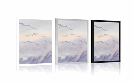 PLAKÁT PŘELET PTÁKŮ PŘES KRAJINU - PŘÍRODA - PLAKÁTY