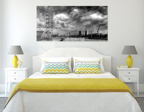 WANDBILD EINZIGARTIGES LONDON UND DIE THEMSE IN SCHWARZ-WEISS - SCHWARZ-WEISSE BILDER - BILDER