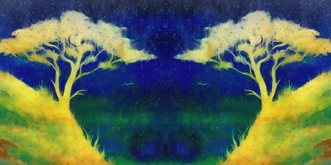 QUADRO SU TELA – TRAMONTO MAGICO SULLA CAMPAGNA - QUADRI ALBERI DELLA VITA - STAMPE E QUADRI