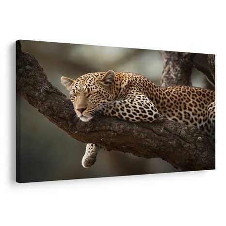WANDBILD LEOPARD RUHT AUF EINEM BAUM - BILDER VON LÖWEN UND TIGERN - BILDER