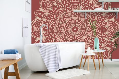 CARTA DA PARATI – MANDALA SU SFONDO BORDEAUX - CARTA DA PARATI FENG SHUI - CARTA DA PARATI