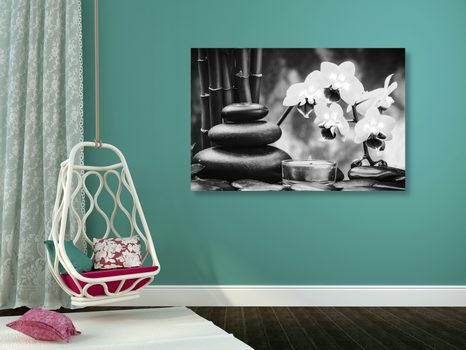 OBRAZ SPA ZÁTIŠÍ V ČERNOBÍLÉM PROVEDENÍ - ČERNOBÍLÉ OBRAZY - OBRAZY