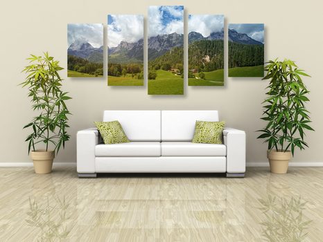 5-DÍLNÝ OBRAZ MALEBNÉ RAKOUSKO - OBRAZY PŘÍRODY A KRAJINY - OBRAZY