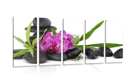 5 PART PICTURE ORCHID IN ZEN STILL LIFE