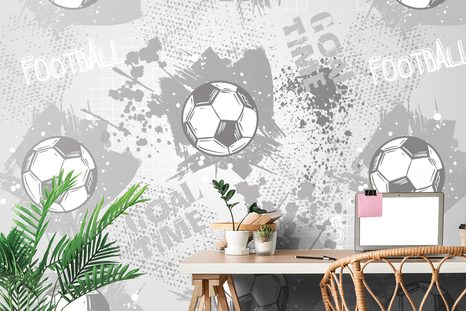 TAPETA FOTBALOVÝ MÍČ V ŠEDÉM - ČERNOBÍLÉ TAPETY - TAPETY