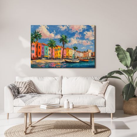 OBRAZ BAREVNÉ DOMY U POBŘEŽÍ - BAREVNÉ DOMY - OBRAZY