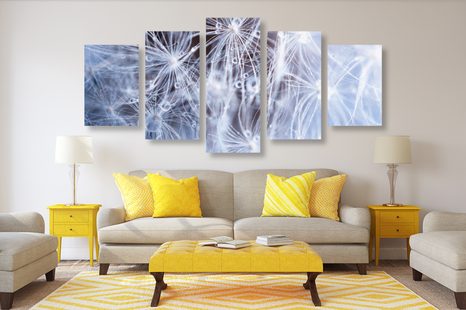 5-PIECE CANVAS PRINT MACRO DANDELION - PICTURES FLOWERS - PICTURES