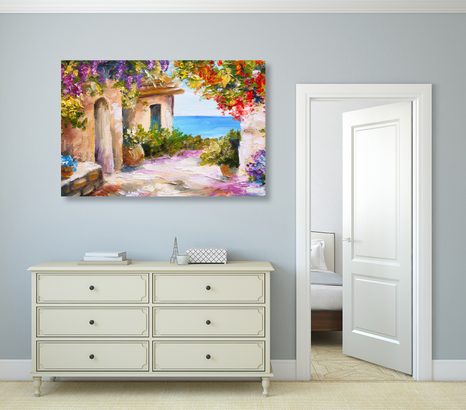 OBRAZ LETNÝ POBREŽNÝ DOMČEK - OBRAZY PRÍRODY A KRAJINY - OBRAZY