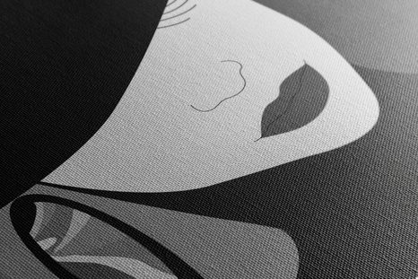 ΕΙΚΌΝΑ ΑΡΙΣΤΟΚΡΑΤΙΚΉΣ ΚΥΡΊΑΣ ΜΕ ΚΑΠΈΛΟ ΣΕ ΑΣΠΡΌΜΑΥΡΟ ΣΧΈΔΙΟ - ΠΊΝΑΚΕΣ ΑΣΠΡΌΜΑΥΡΕΣ - ΠΊΝΑΚΕΣ