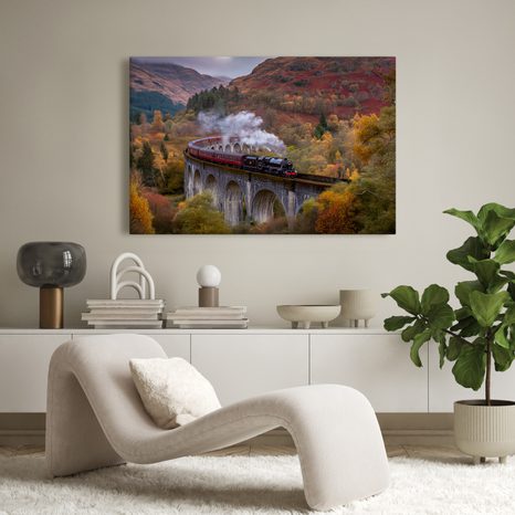 QUADRO SU TELA – TRENO A VAPORE - QUADRI DI NATURA E PAESAGGIO - STAMPE E QUADRI