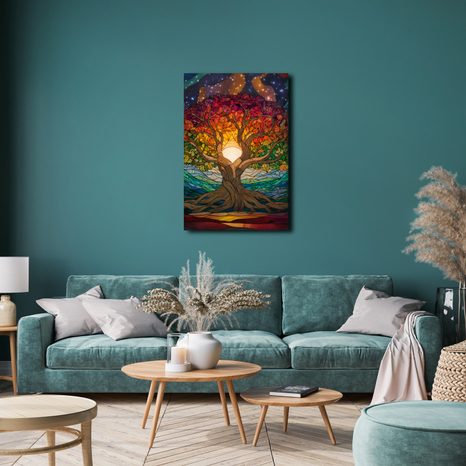 WANDBILD MYSTISCHER BAUM DES LEBENS UND STERNE - BILDER BÄUME DES LEBENS - BILDER