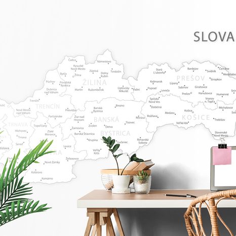 SAMOLEPIACA TAPETA MAPA SLOVENSKA V ČIERNOBIELOM - SAMOLEPIACE TAPETY - TAPETY